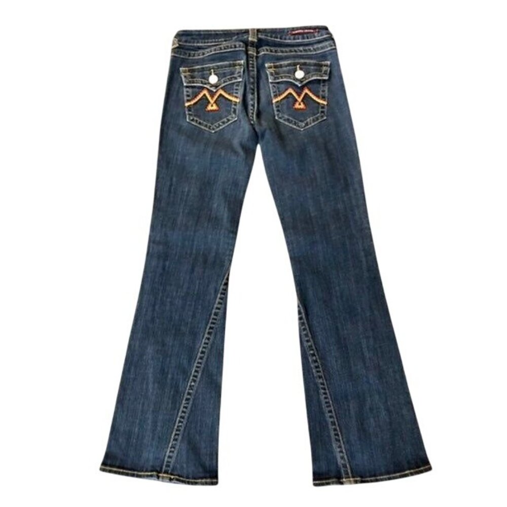 Vigoss Jeans Juniors 5 Used Low Rise Bootcut Stretch Denim Fold Over Pockets - Picture 3 of 16